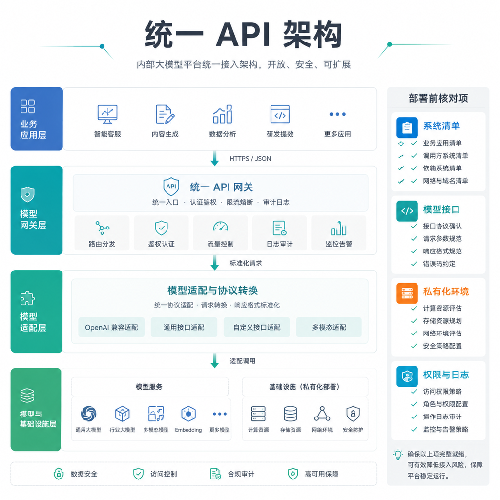 企业内部大模型平台统一 API 接入架构：部署前怎么设计