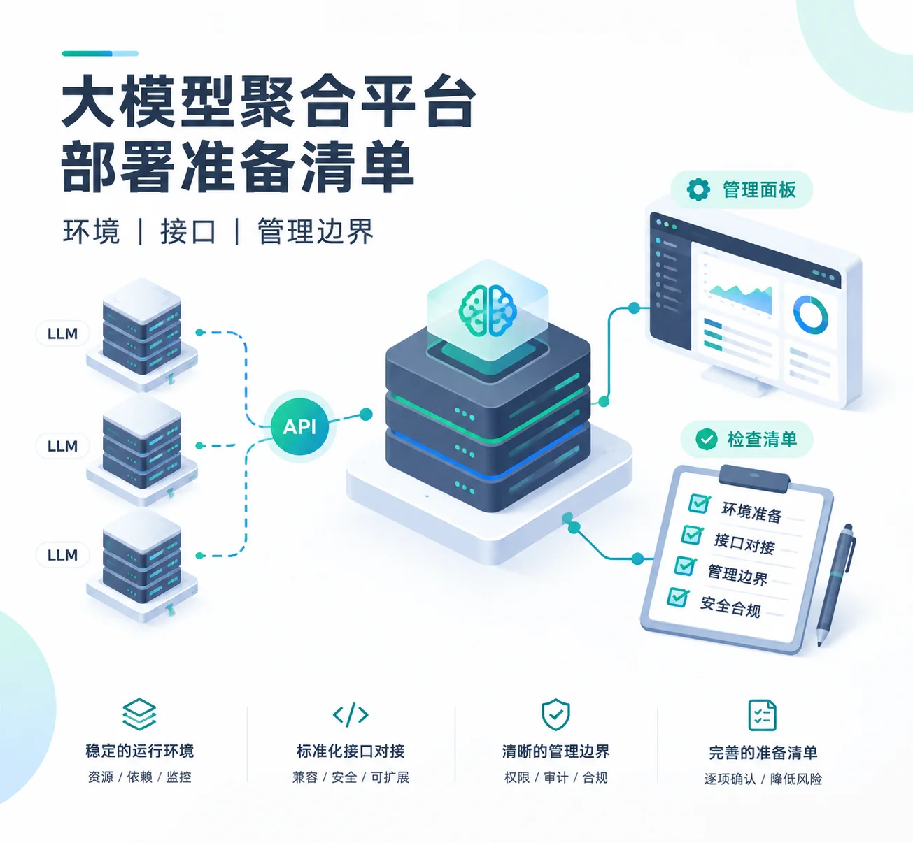 大模型聚合平台部署准备清单
环境｜接口｜管理边界